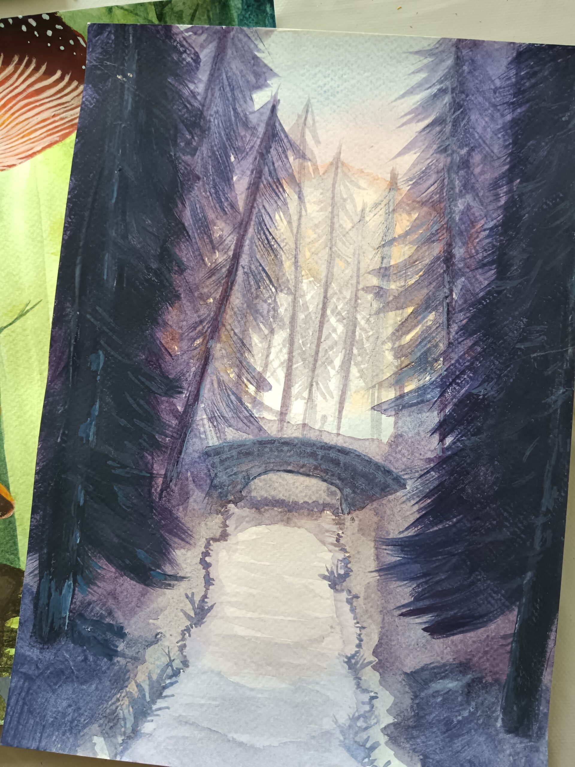 Atelier enfant paysage fantastique aquarelle et gouache