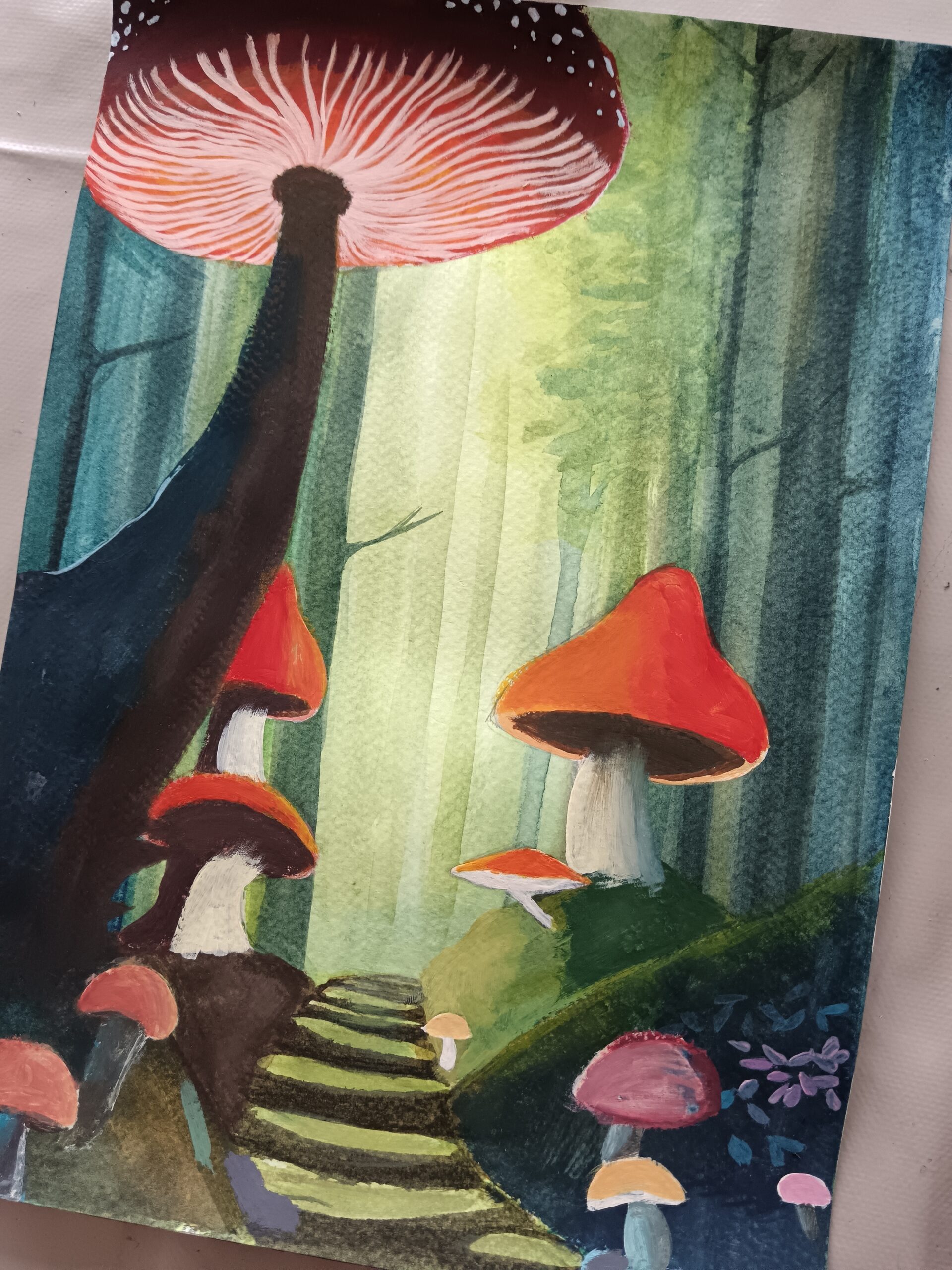 Atelier enfant paysage fantastique aquarelle et gouache