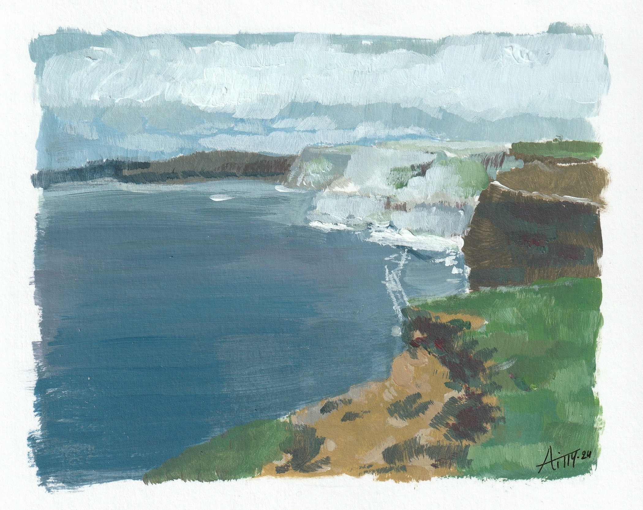 Peinture acrylique paysage bord de mer