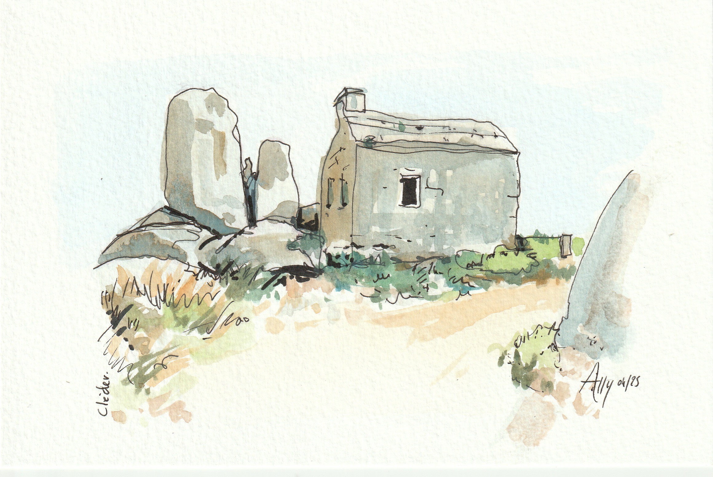 Corps de garde à Cléder
Croquis sur le vif feutres et aquarelle