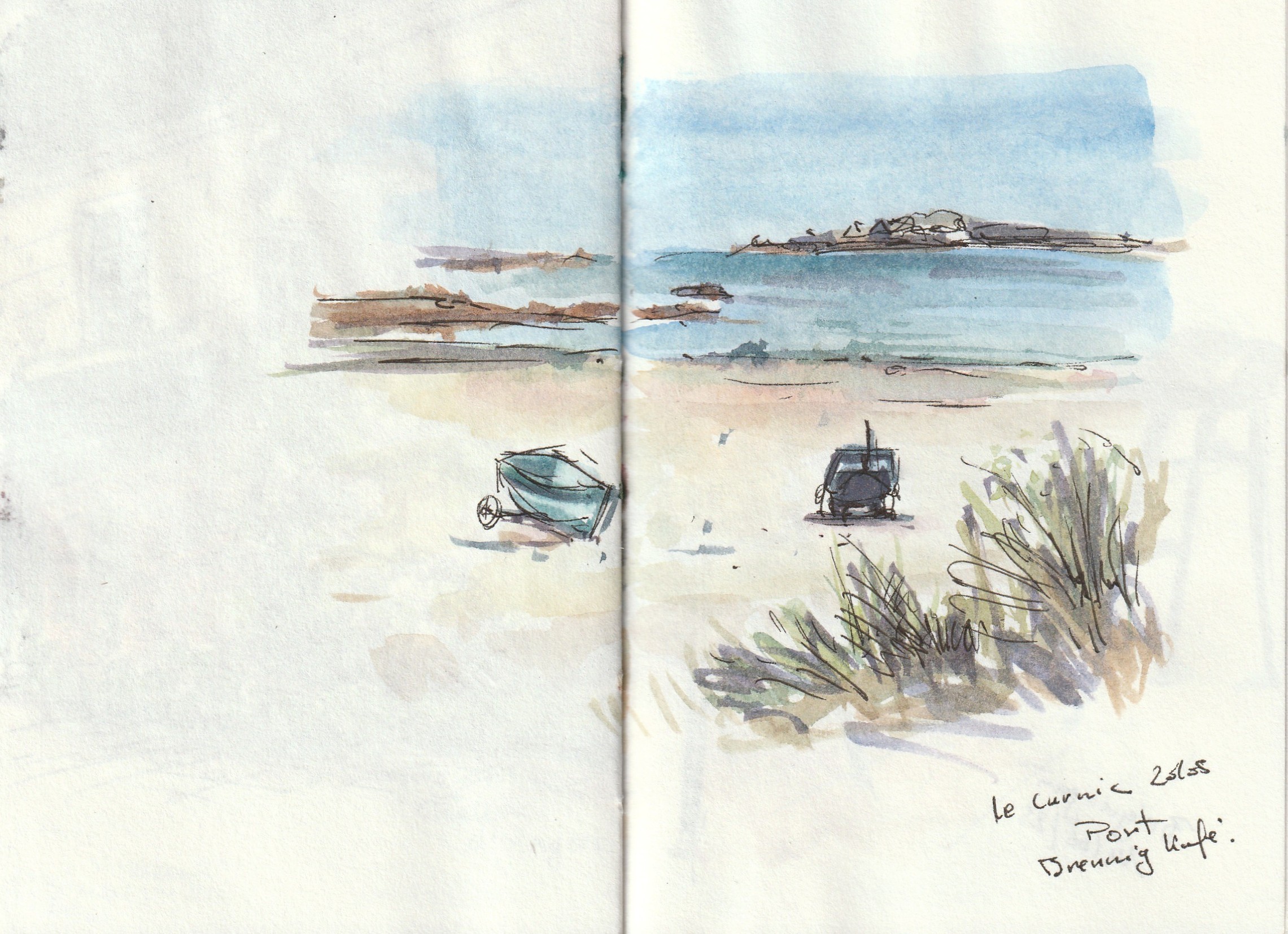 Le Curnic, Guisseny
Croquis sur le vif feutres et aquarelle 2025