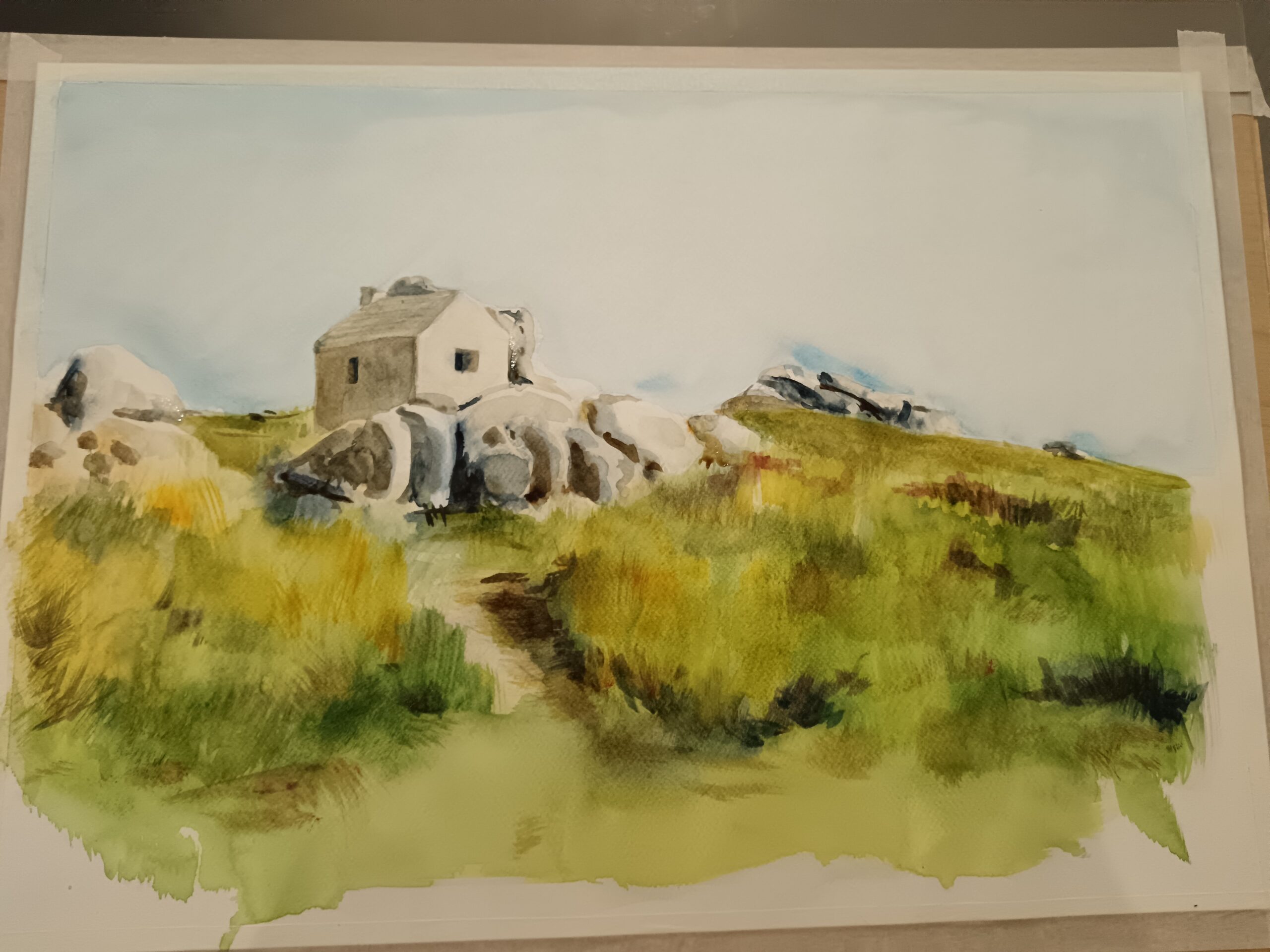 Aquarelle / Corps de garde des Amiets Finistère Bretagne
