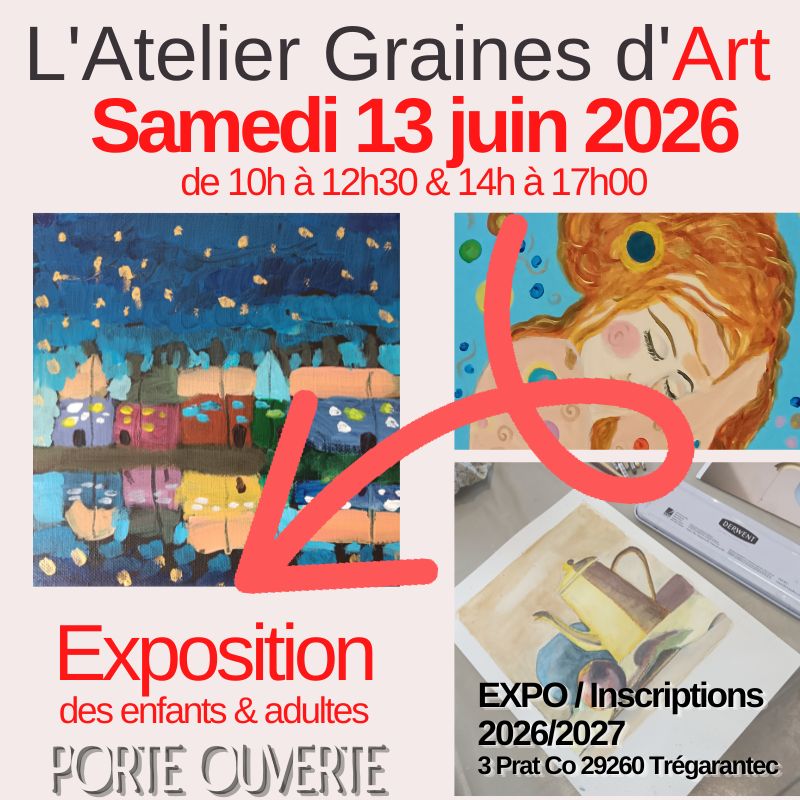 L'atelier Graines d'Art exposition travaux des élèves enfants et adultes - Annick Tilly