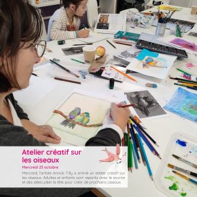 Atelier créatif enfant adultes en médiathèque 2024