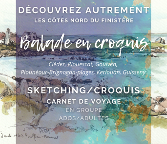 Stages croquis en extérieur sur la côte nord du Finistère, Bretagne, France pour adultes et adolescents.