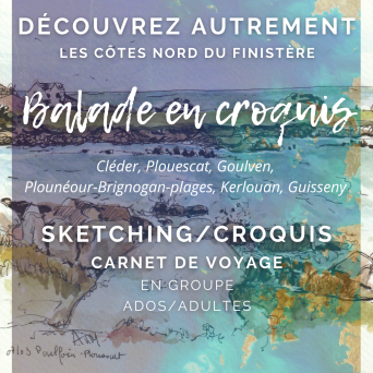 Stages croquis en extérieur sur la côte nord du Finistère, Bretagne, France pour adultes et adolescents.